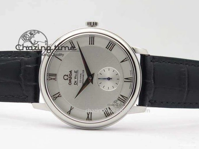 0814 De Ville MK 1:1 Best Edition SS White Dial On Black Leather Asian Seagull T1701 (Sec@6) Sporty 8244